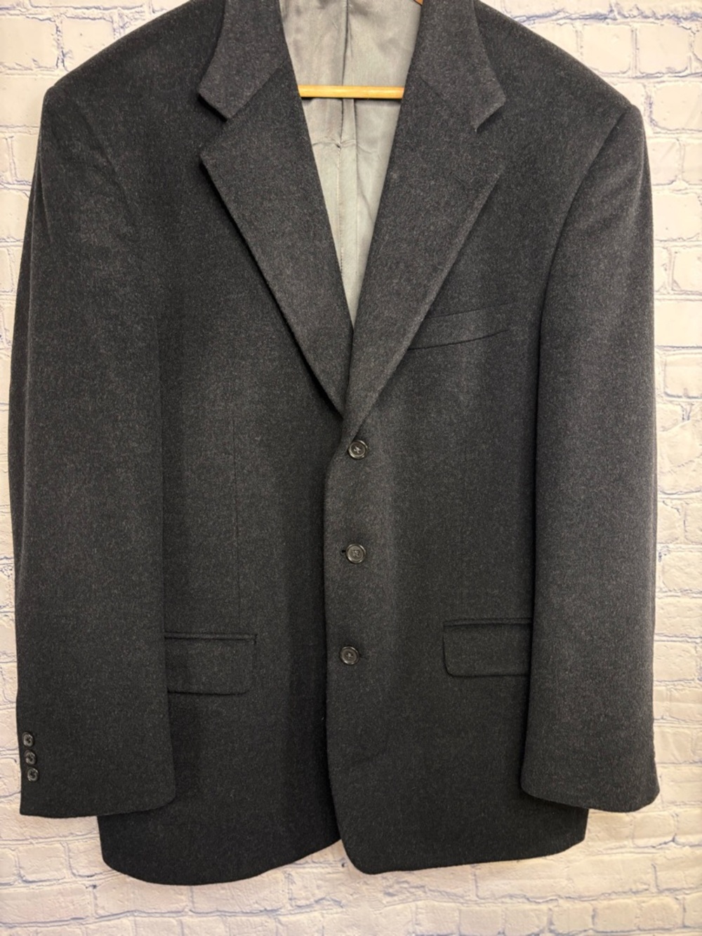 Tallia Uomo Charcoal Gray Black Classic Party Wedding Cashmere Blend Blazer 44R